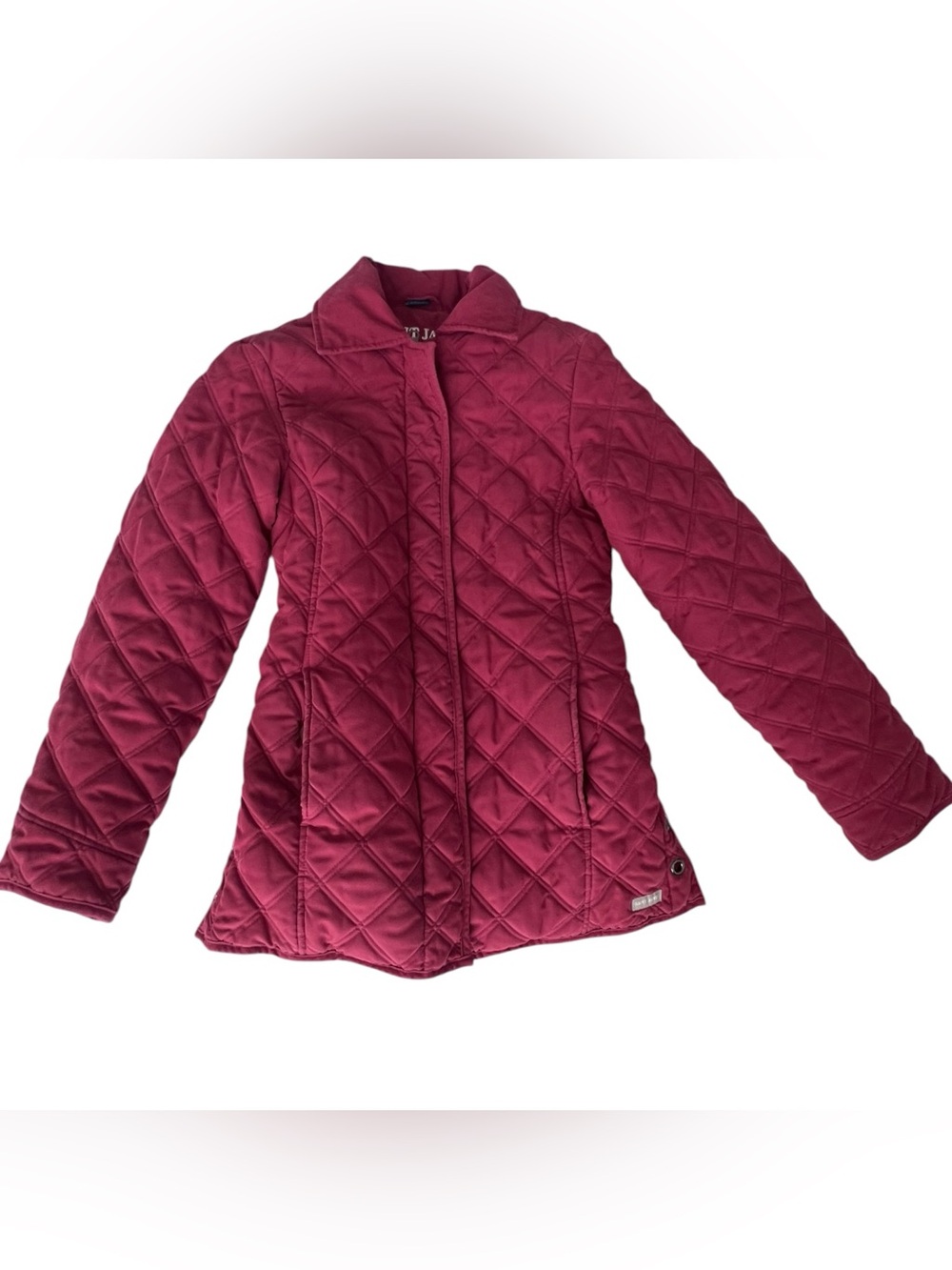 Saint James Made In France Quilted Jacket Womens US 6 XXS Red Belted Coat